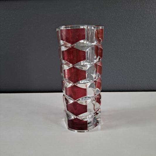 Vintage crystal vase, red