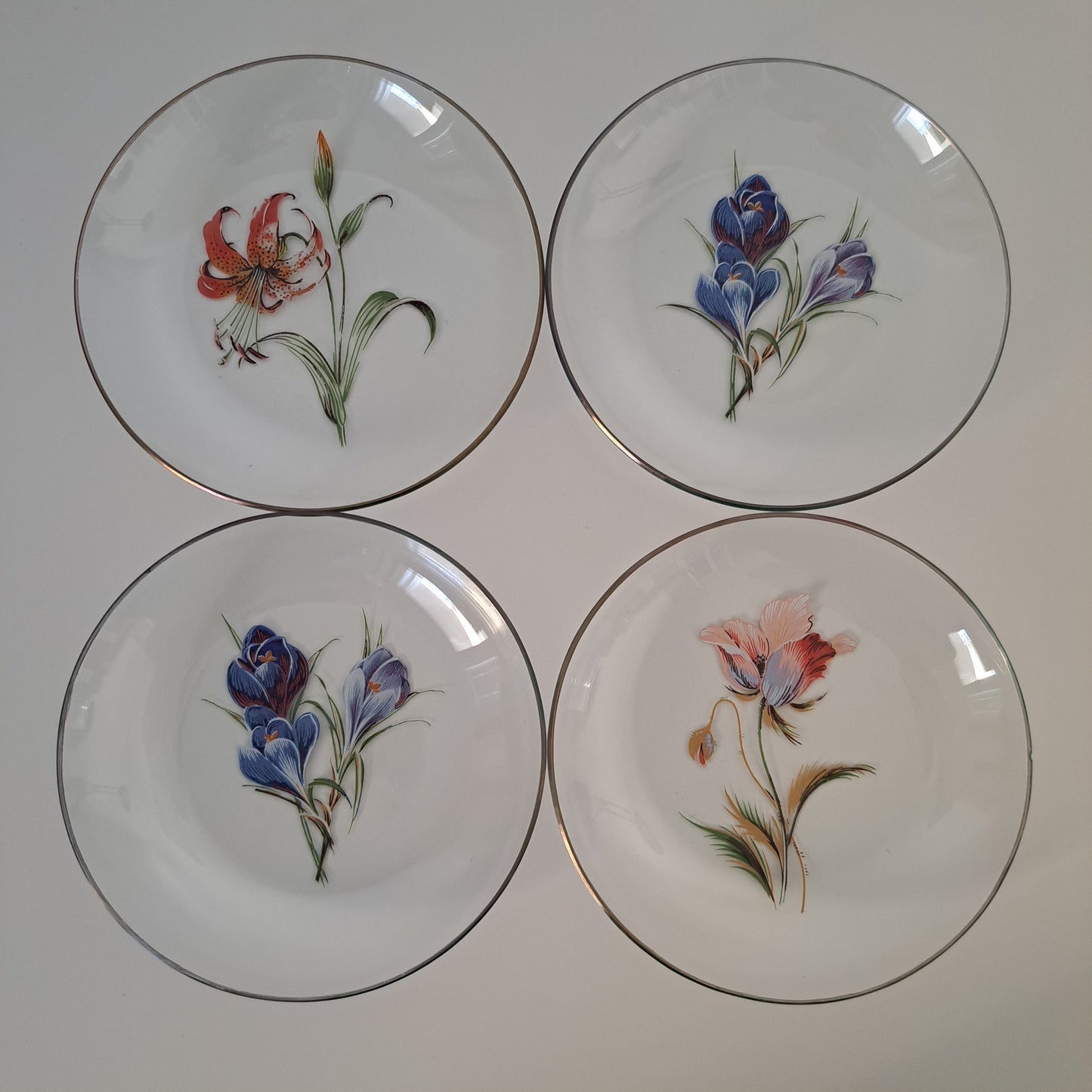 Vintage lasilautaset, 5 kpl
