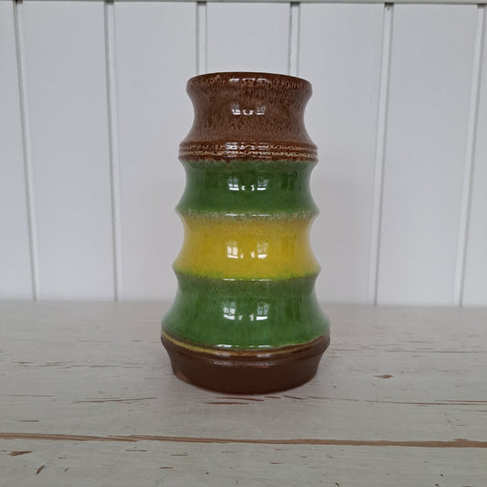 Strehla Keramik, maljakko, raidallinen, vihreä