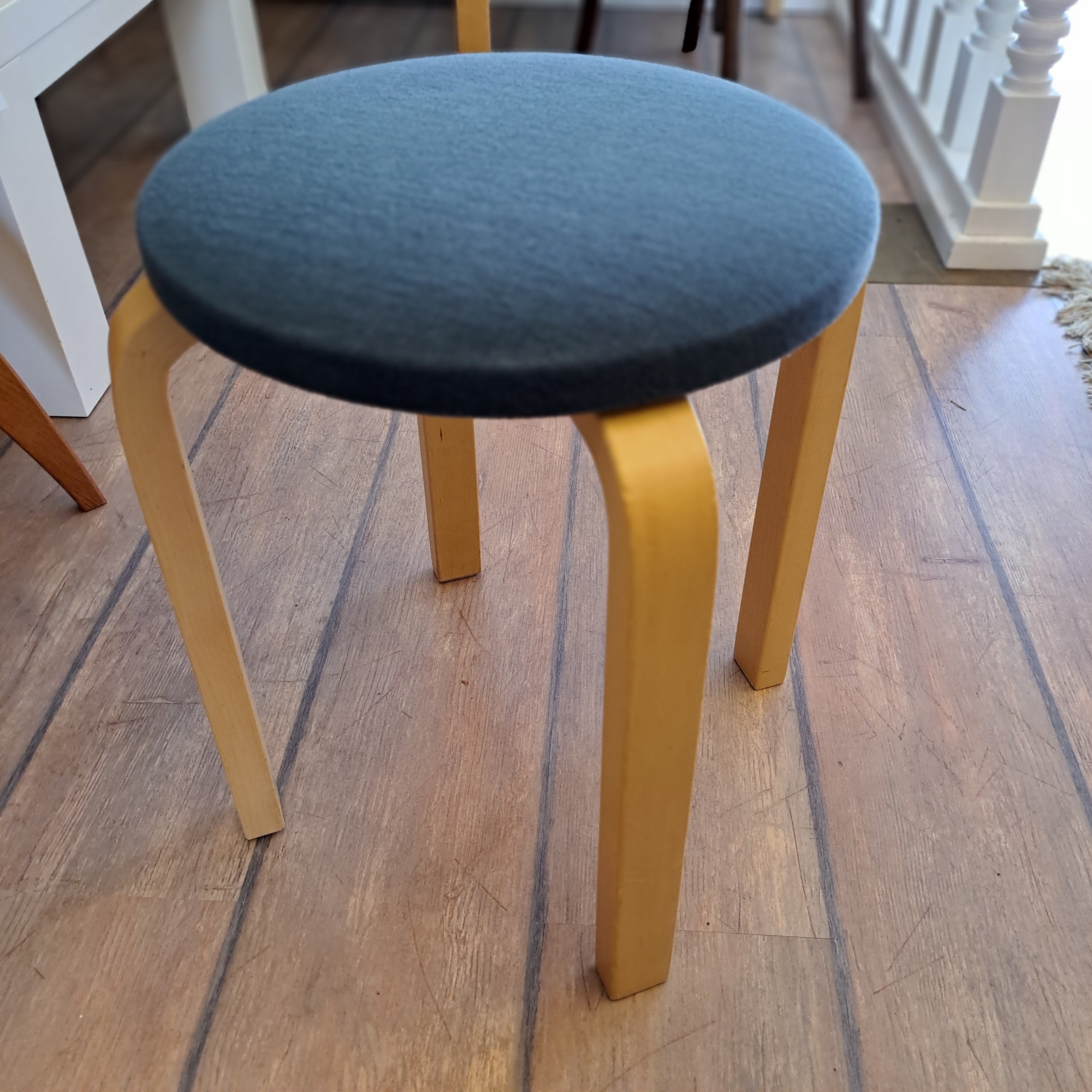 Artek, stool E60, blue tone