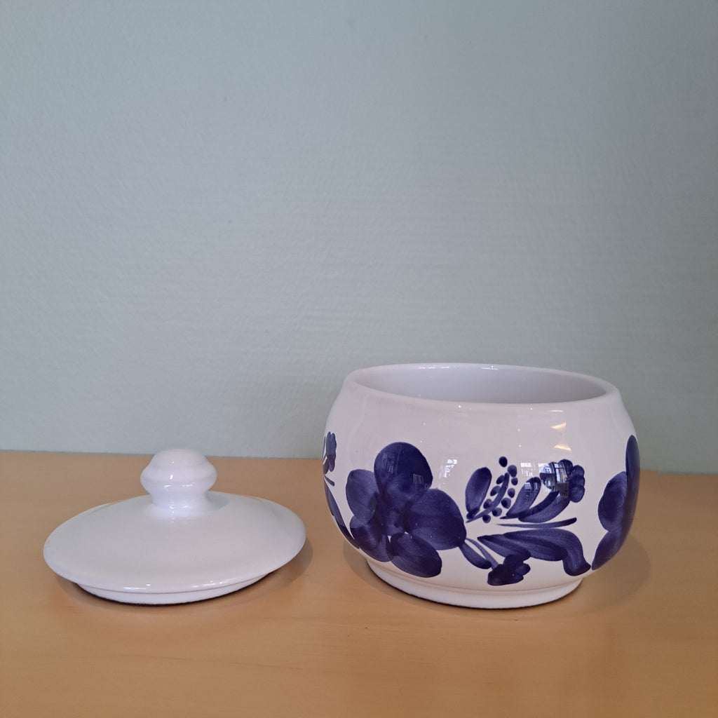 Flower-patterned jar with lid