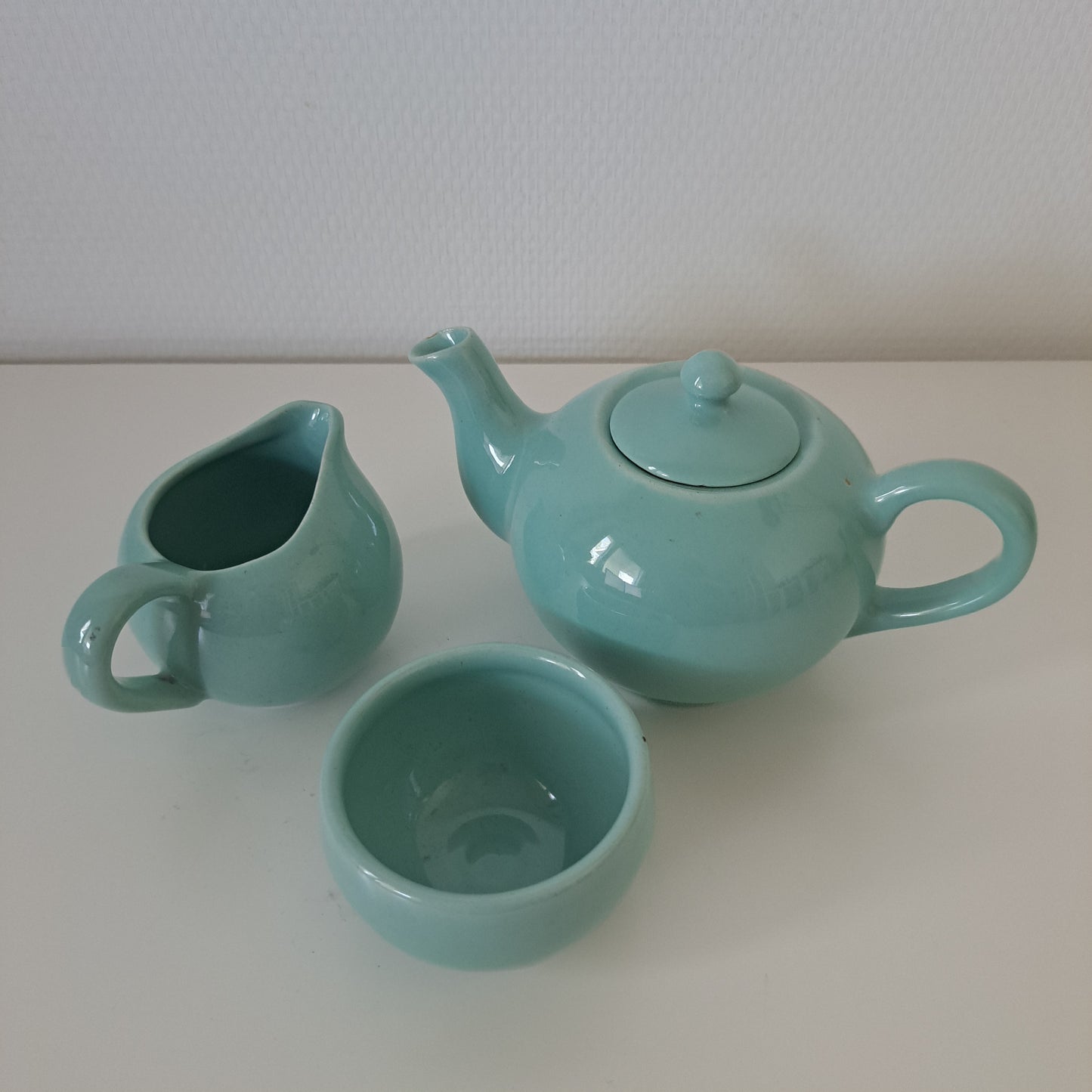 Kupittaan savi, teekannu+kermakko+sokerikko