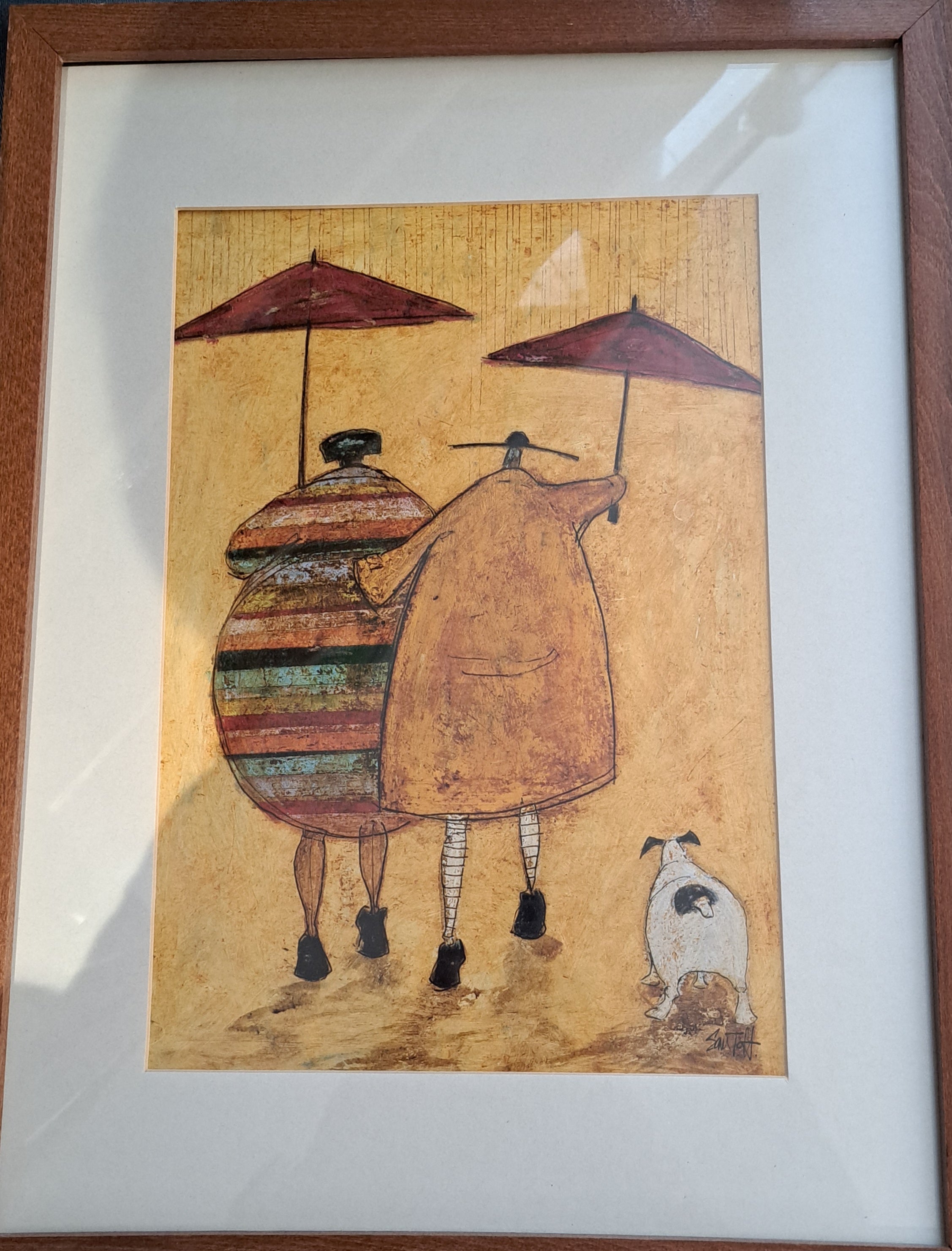 Decorative painting "Dog and two women"