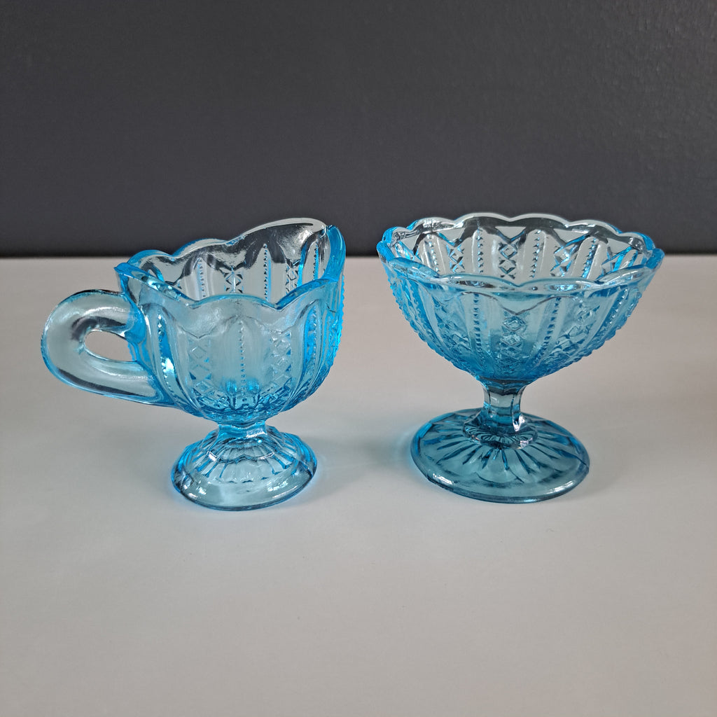 Nuutajärvi, sugar bowl and creamer, turquoise
