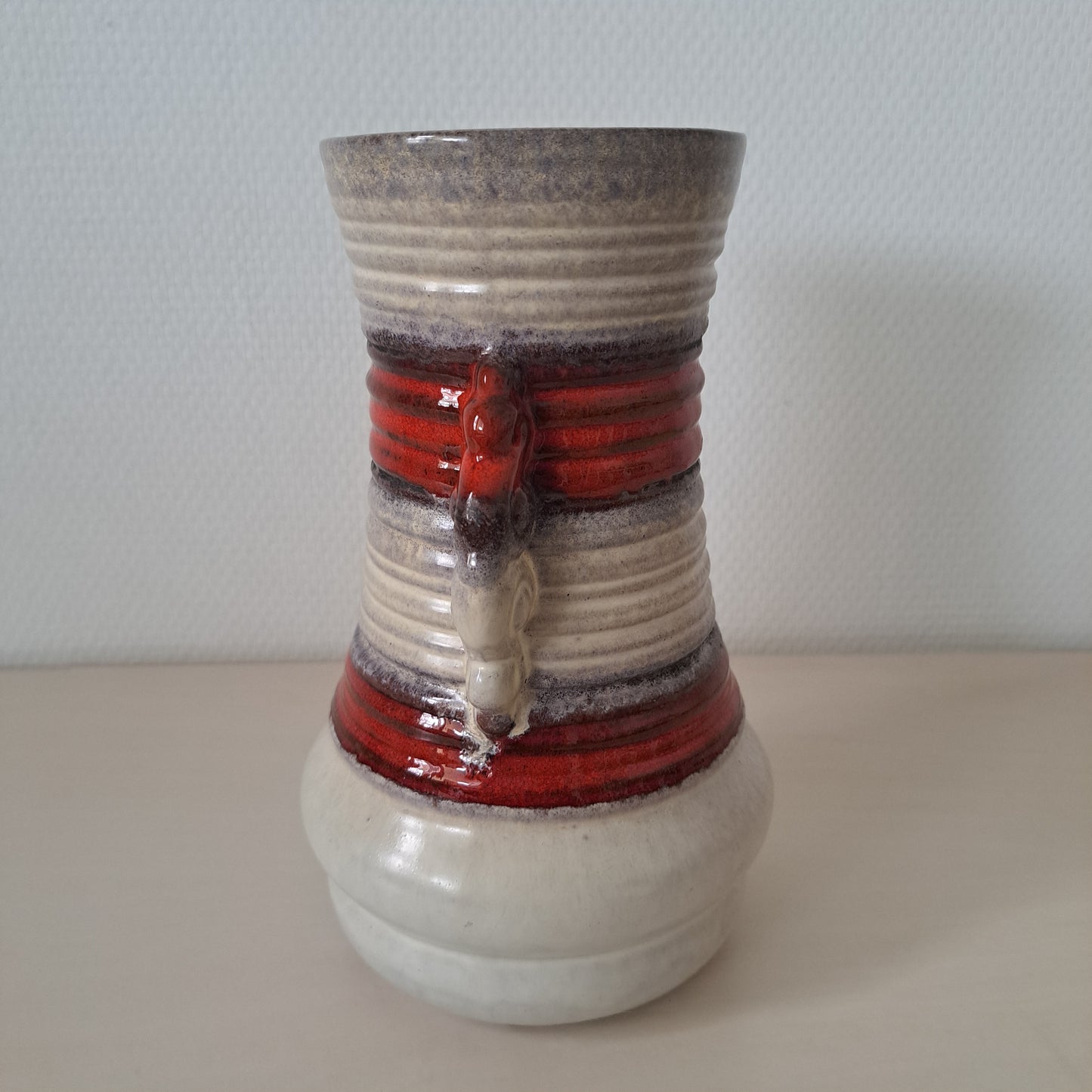 Strehla Keramik, maljakko, raidallinen