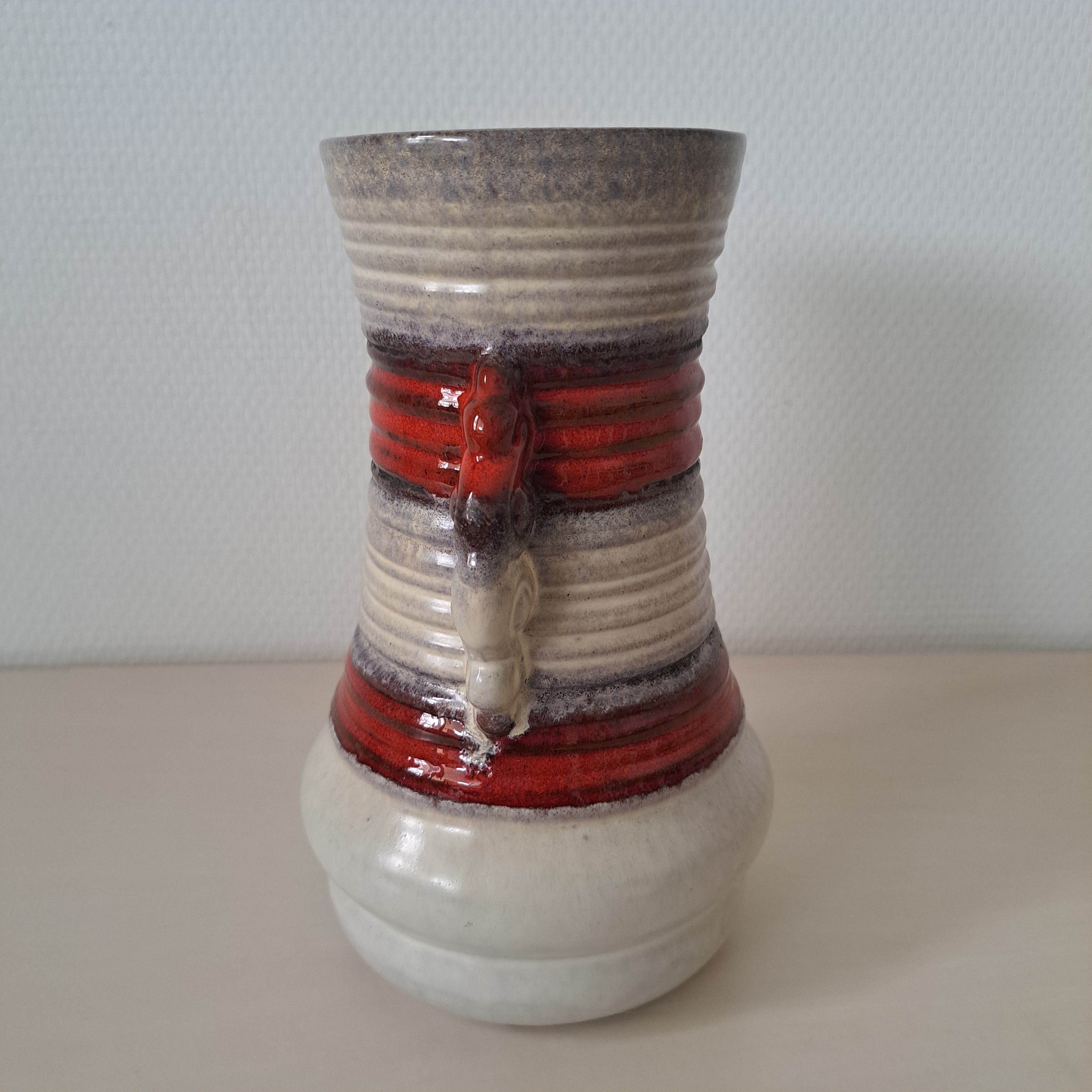 Strehla Keramik, maljakko, raidallinen
