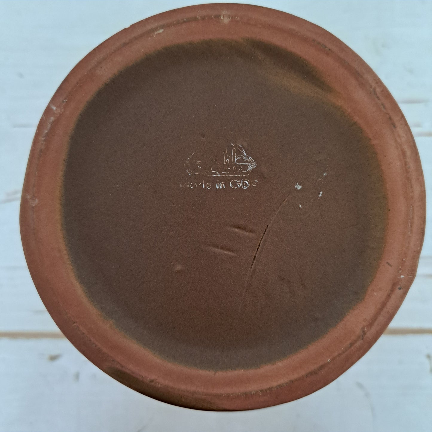 Strehla Keramik, maljakko, raidallinen, vihreä