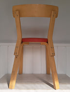 Artek, Aalto tuoli 69, pehmustettu punainen, 6 kpl