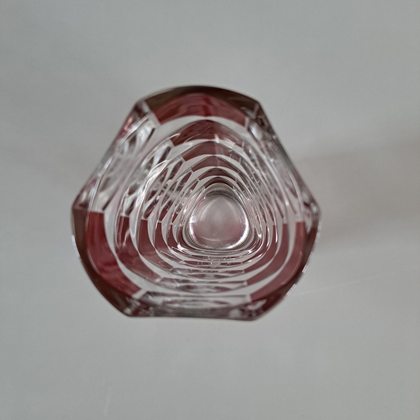Vintage crystal vase, red