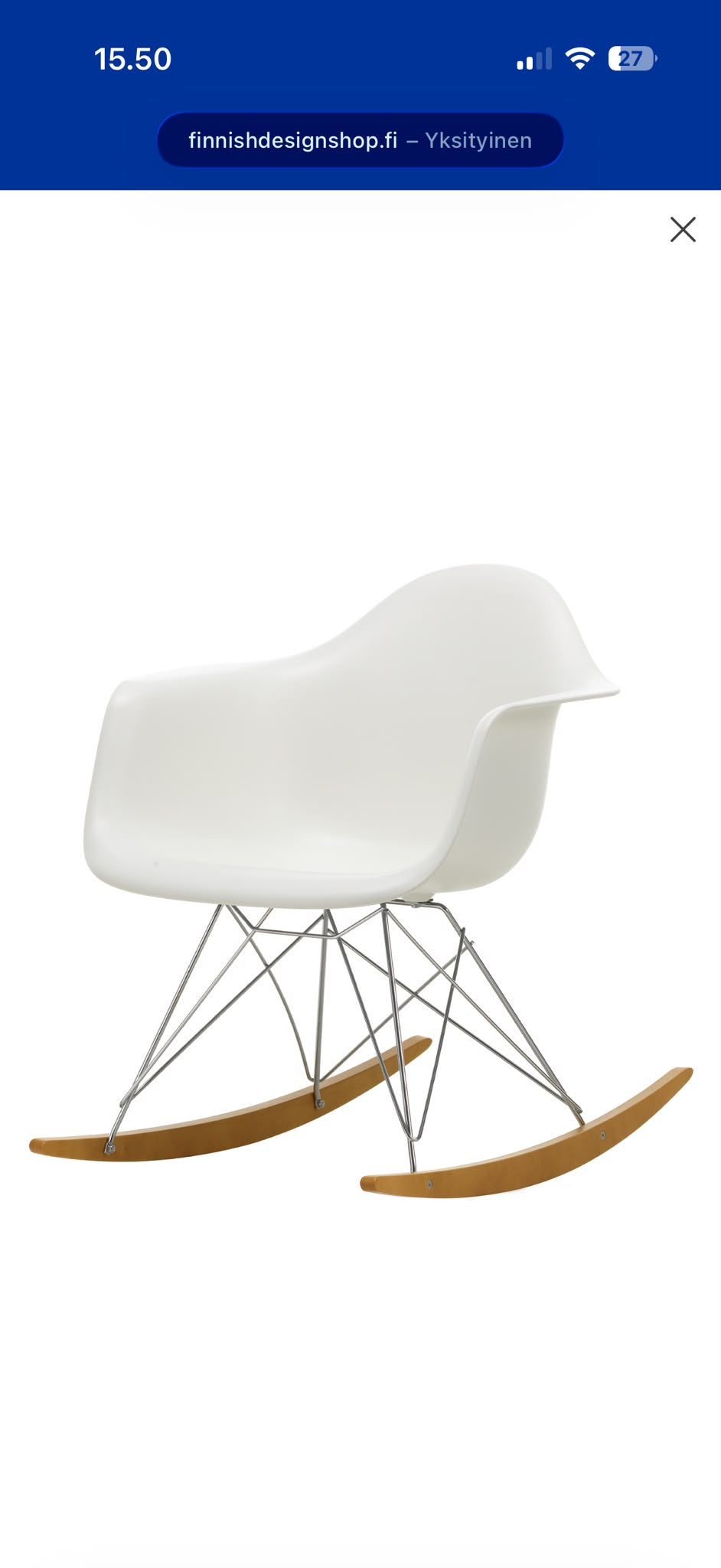 Vitra Eames RAR -keinutuoli, valkoinen ja kromi, Charles ja Ray Eames