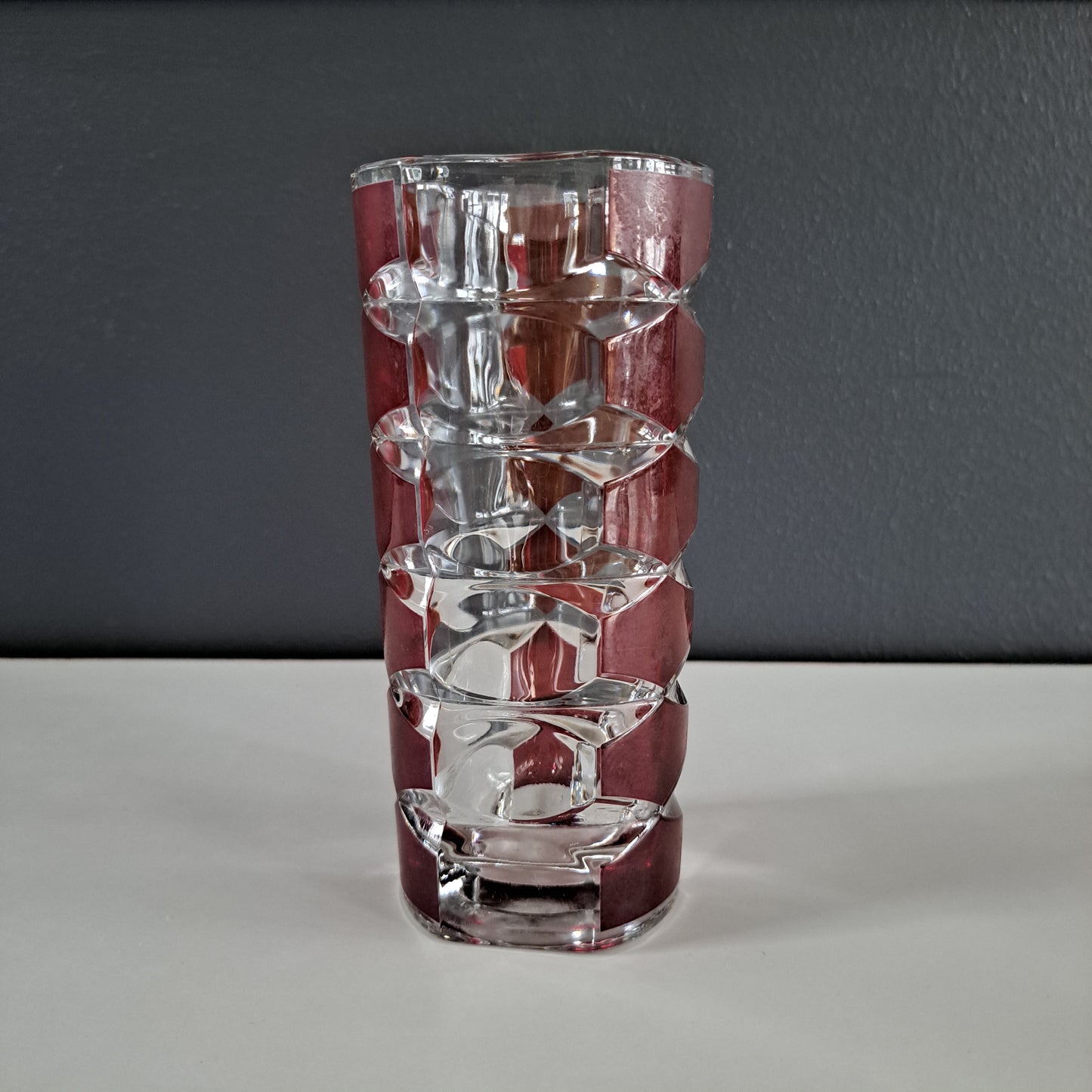 Vintage crystal vase, red