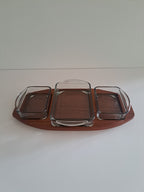 Tanskalainen tarjoilusetti teak-alustalla