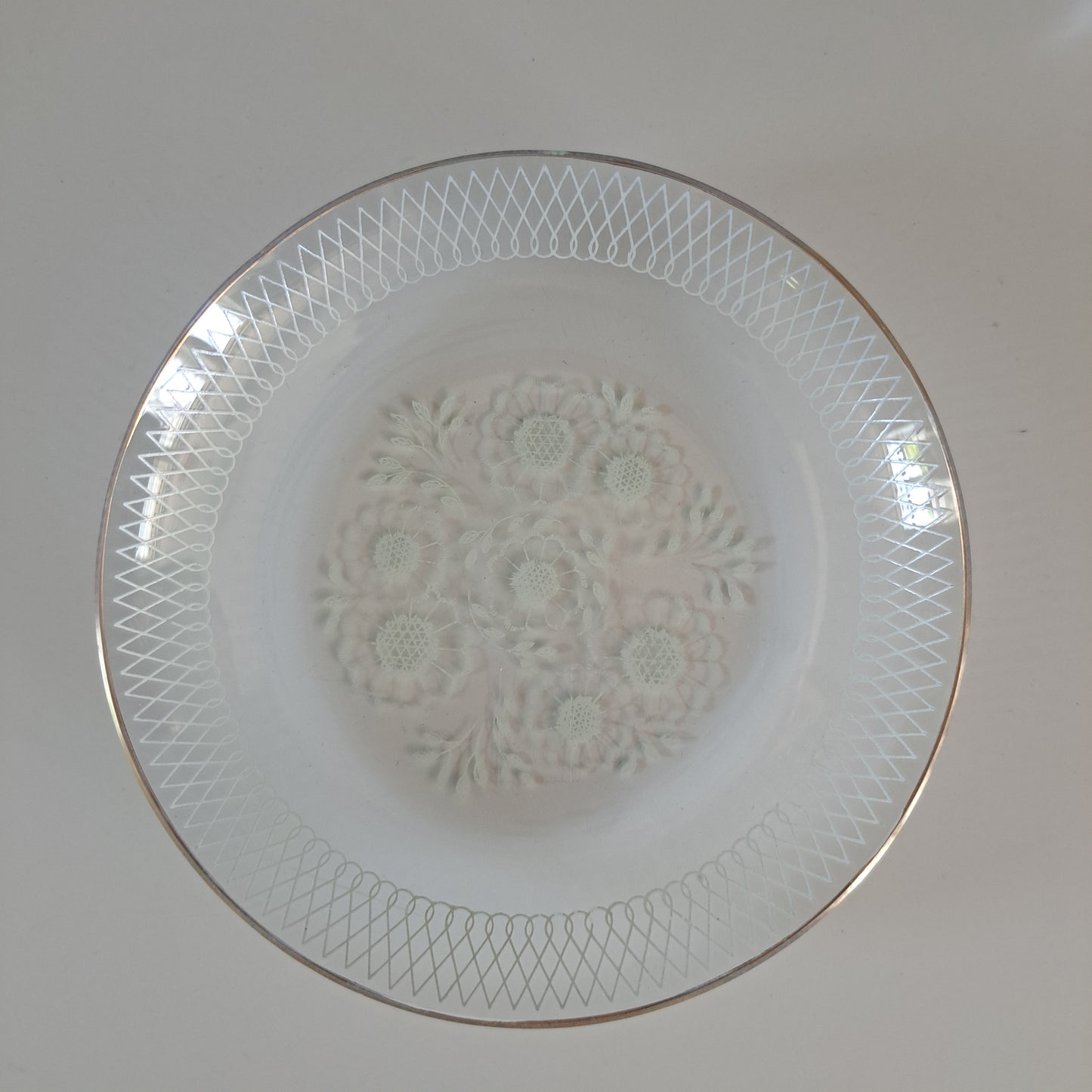 Vintage Heye Filigran Glass, lasilautaset 4 kpl + 1 kpl