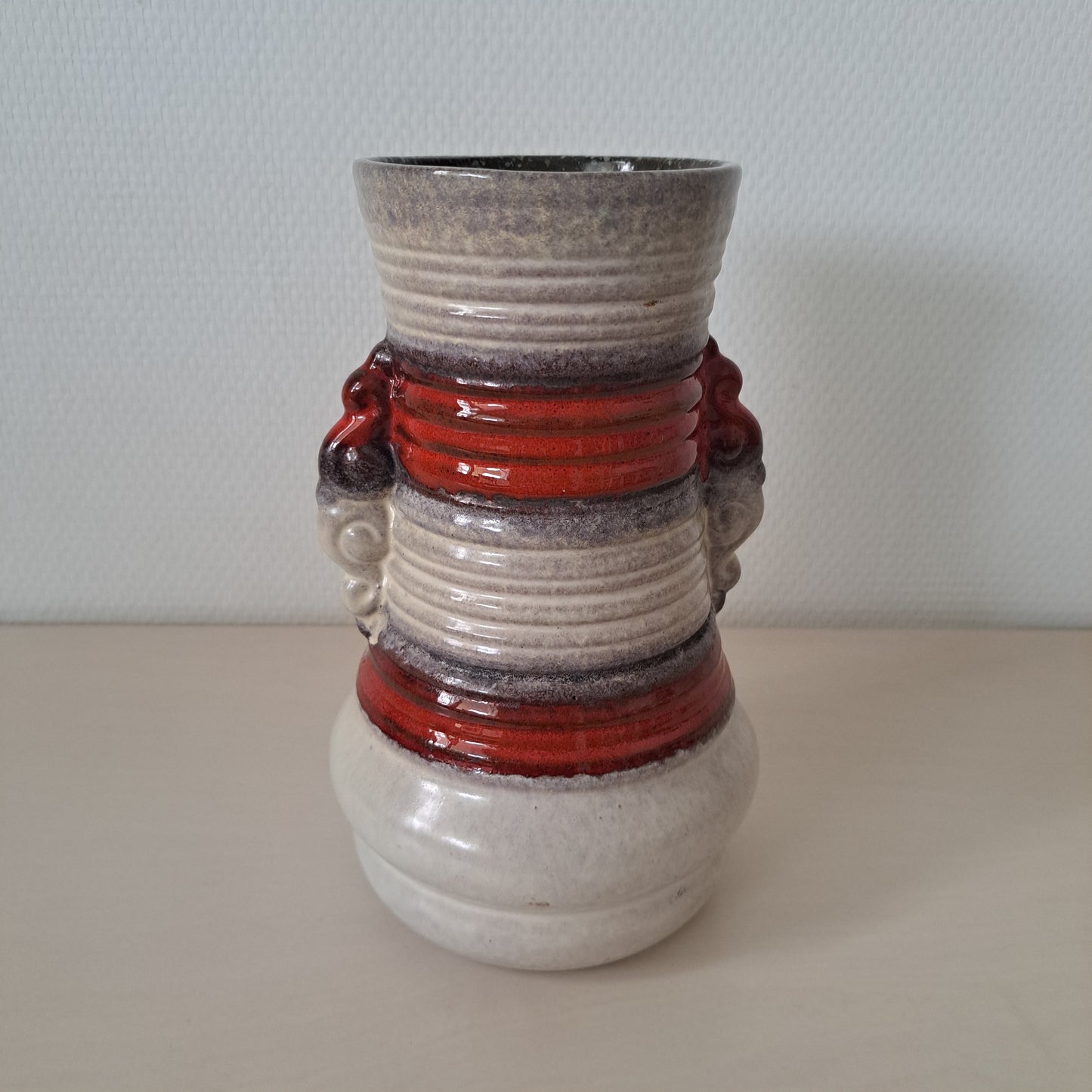 Strehla Keramik, maljakko, raidallinen