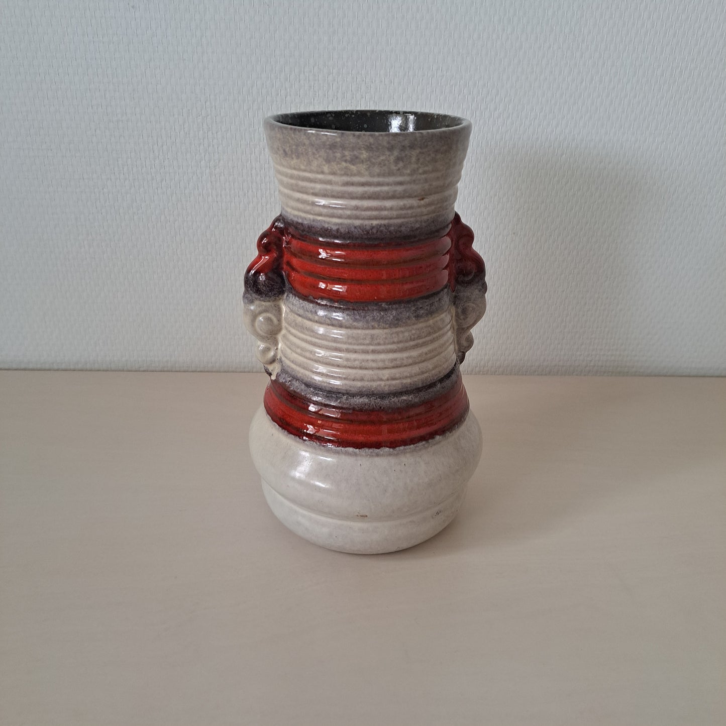 Strehla Keramik, maljakko, raidallinen